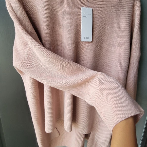 Eileen Fisher Soft Pink Long Sleeve Round Crew Neck Tunic S/P 100% Merino Wool - Picture 4 of 7